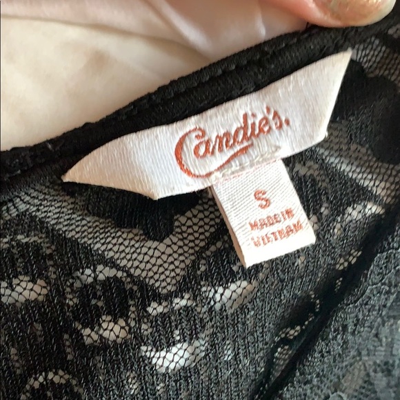 Black lace with nude underlay skater style dress-S - Picture 4 of 6